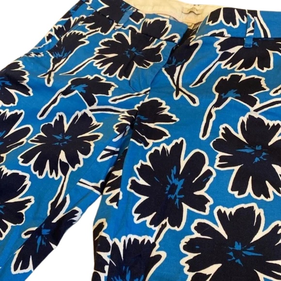 J.Crew Vibrant Blue Cotton Floral Pants – Size 2 - Picture 3 of 5